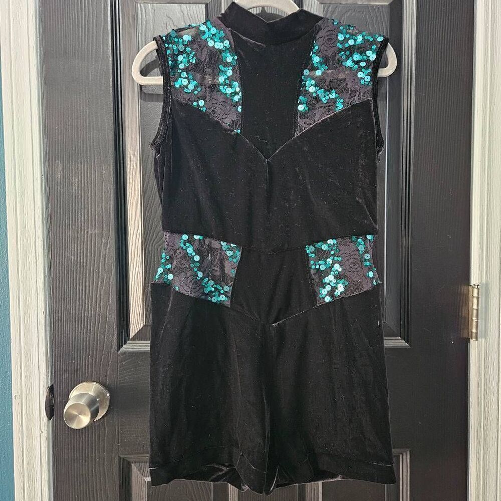 Weissman NWOT adult extra large sequin velvet biketard costume jazz tap solo